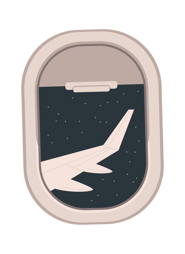 Airplane wing view from airplane window vector