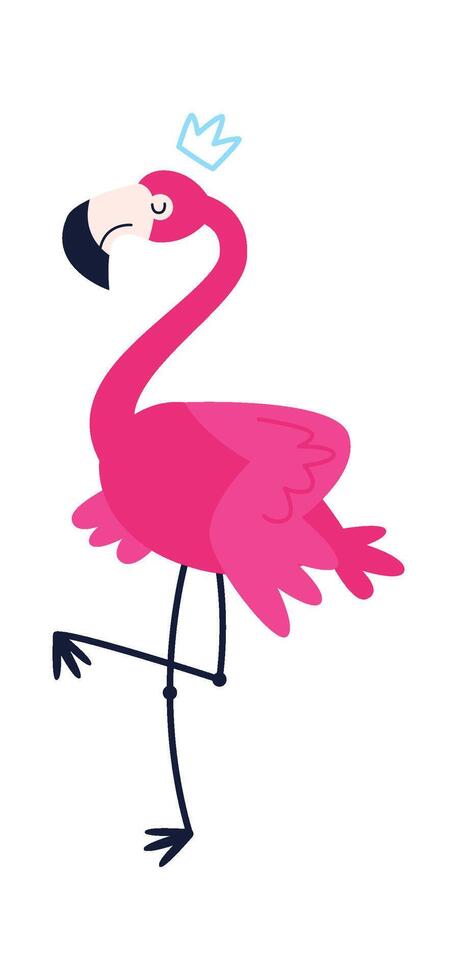 Funny flamingo character Illustration vector