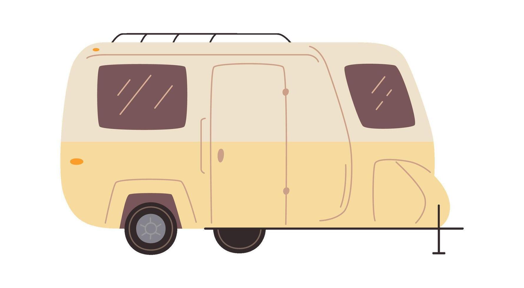 Travel car trailer flat illustration vector