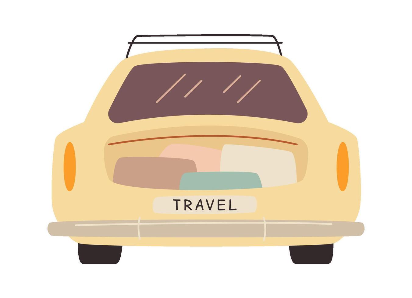 Travel car with suitcases and bags Illustration vector