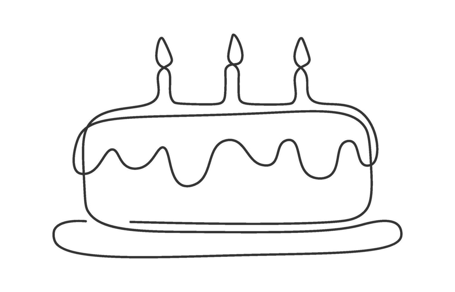Birthday cake with candle in line art vector
