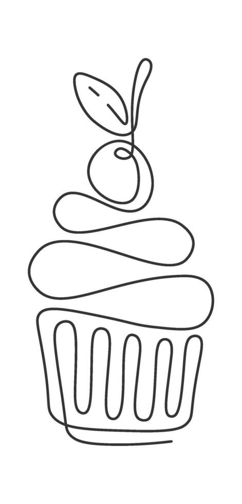 Pancake with cream in line art vector