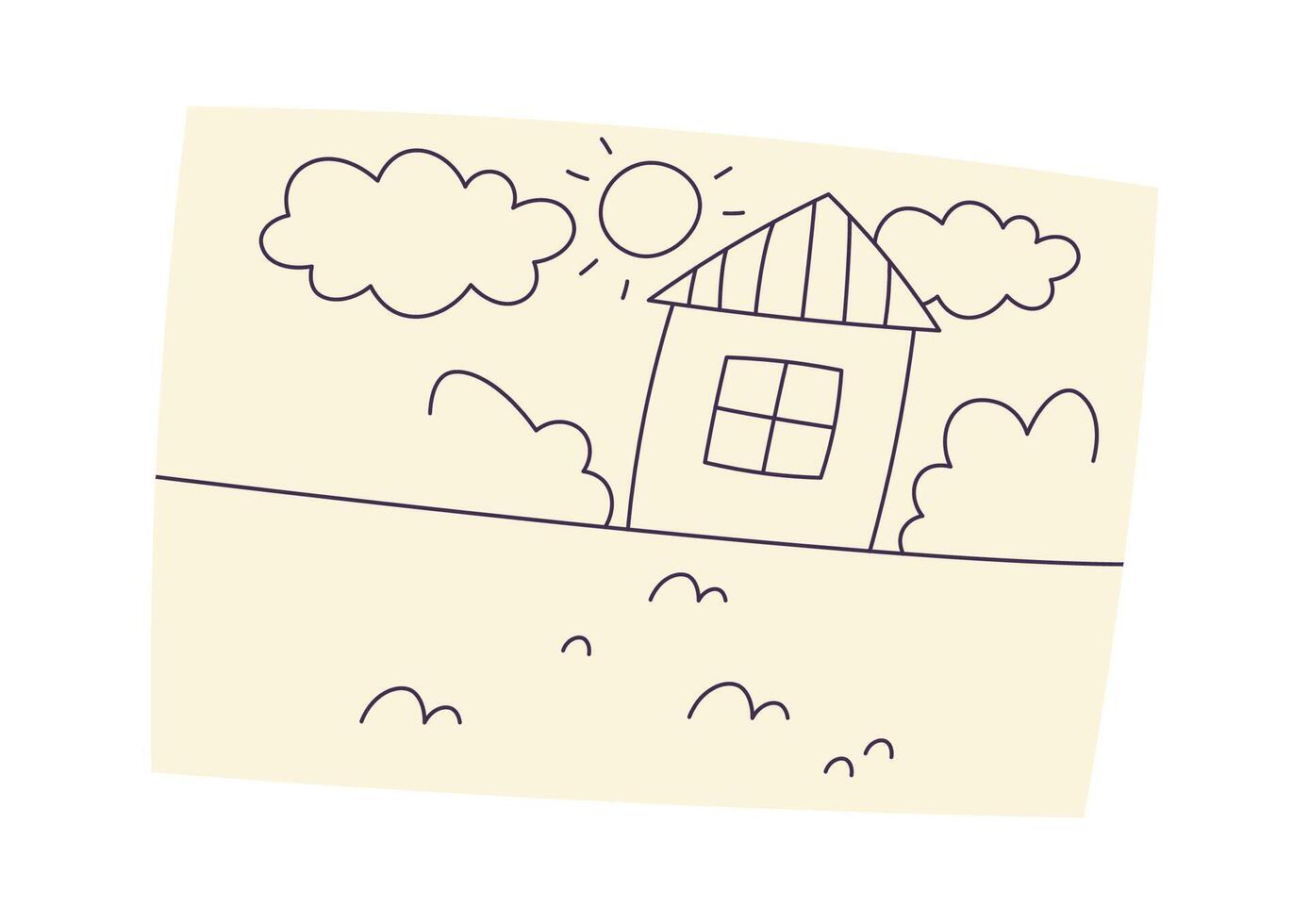 Children drawing house in pencil vector