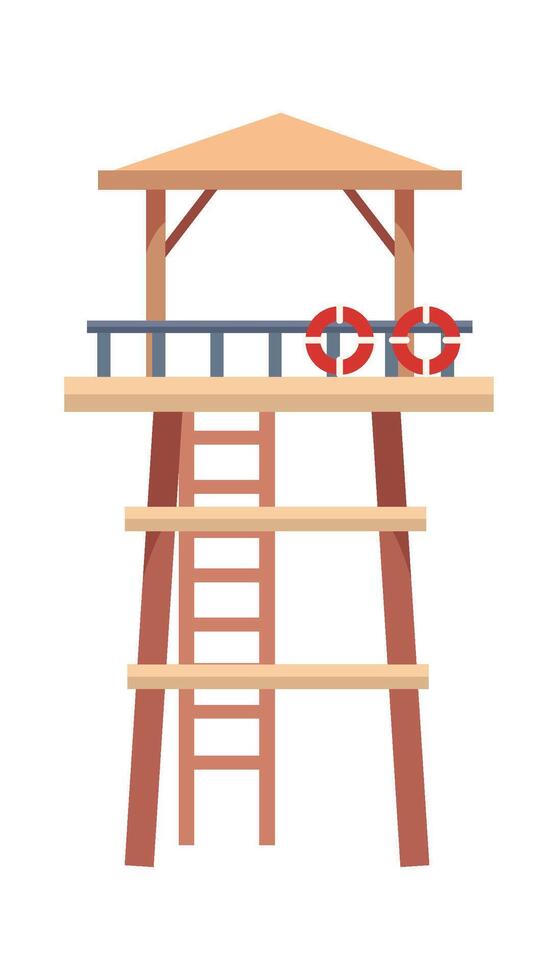 Wooden lifeguard station with stairs vector