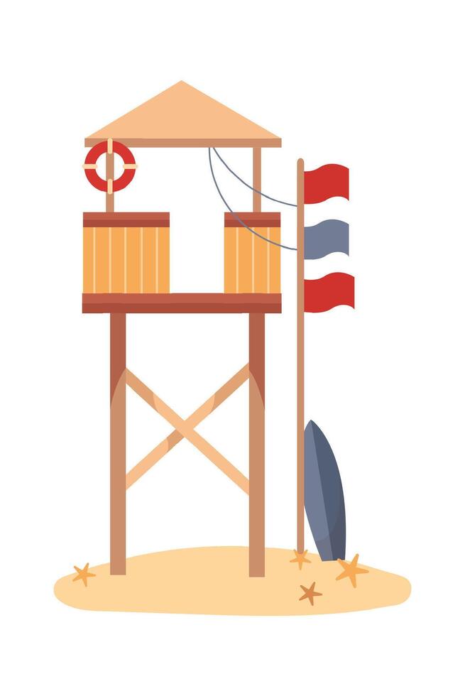 Wooden lifeguard station on coast vector
