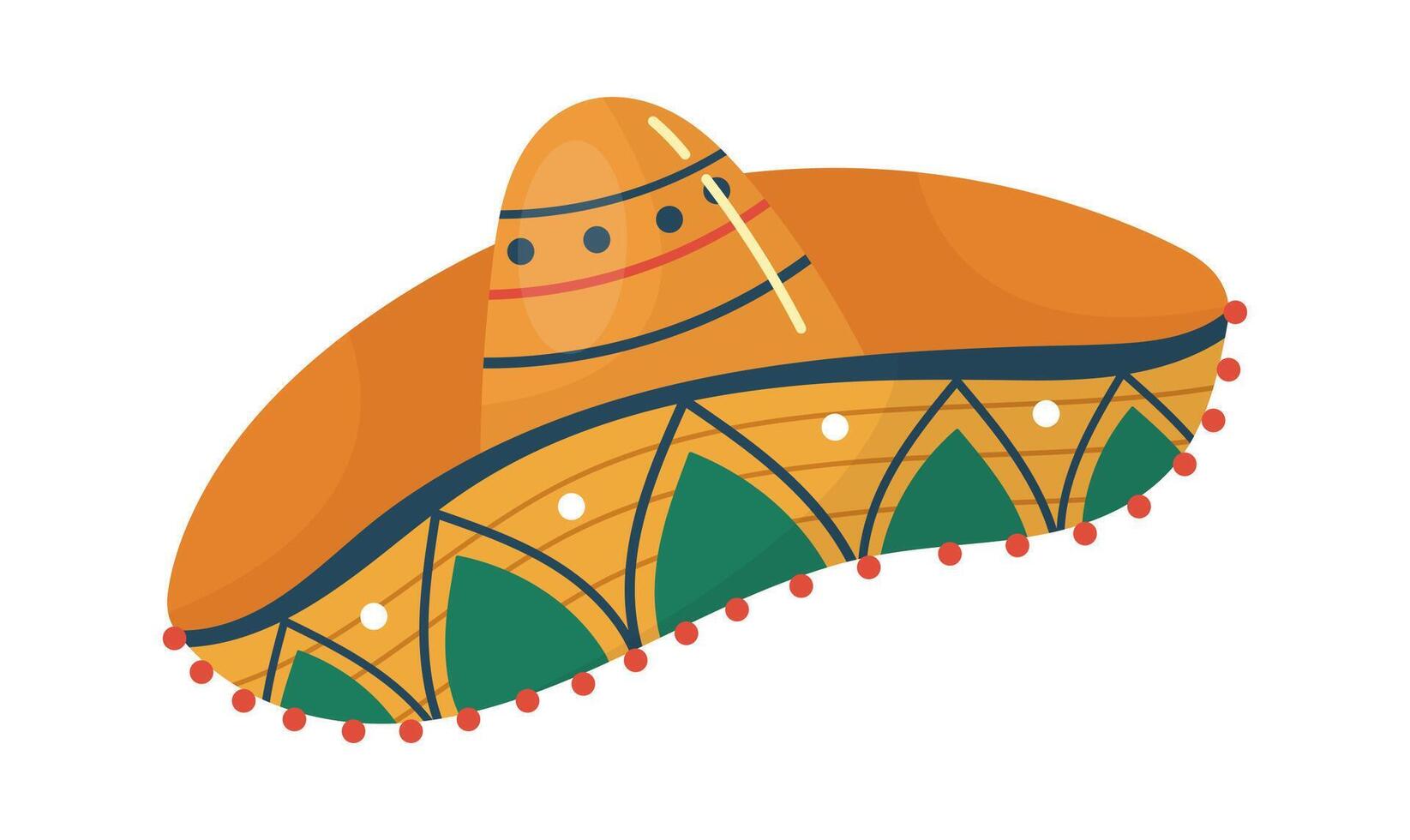 Mexican sombrero traditional hat Flat Illustration Hand Drawn Icon vector