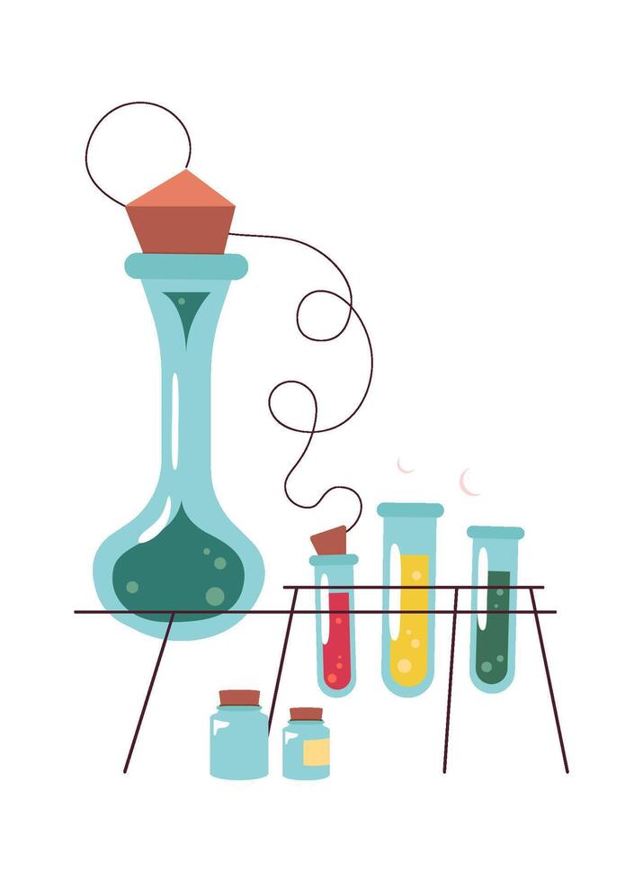 Chemistry lab test tube with reaction vector