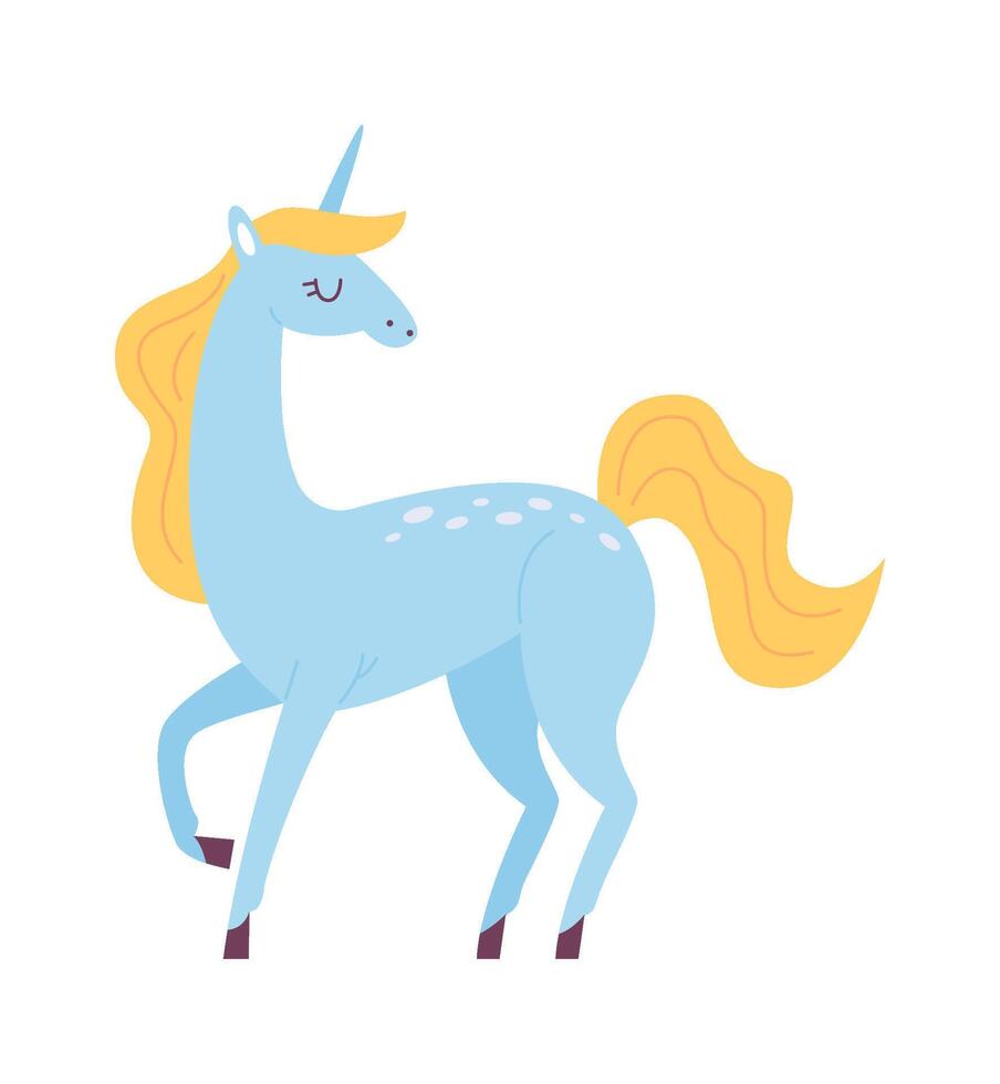 Standing Magical Unicorn Flat Illustration vector