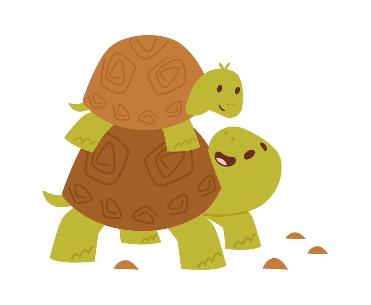 Baby animal turtle with dad vector