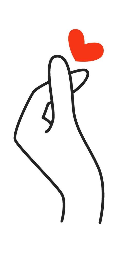 Lined fingers showing heart gesture vector
