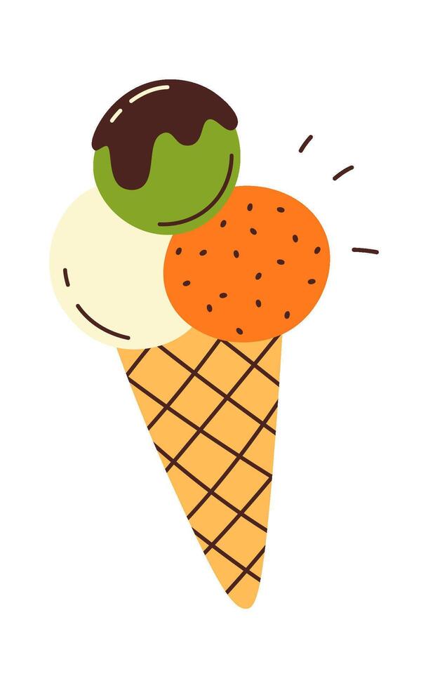 Ice cream on cone waffle vector