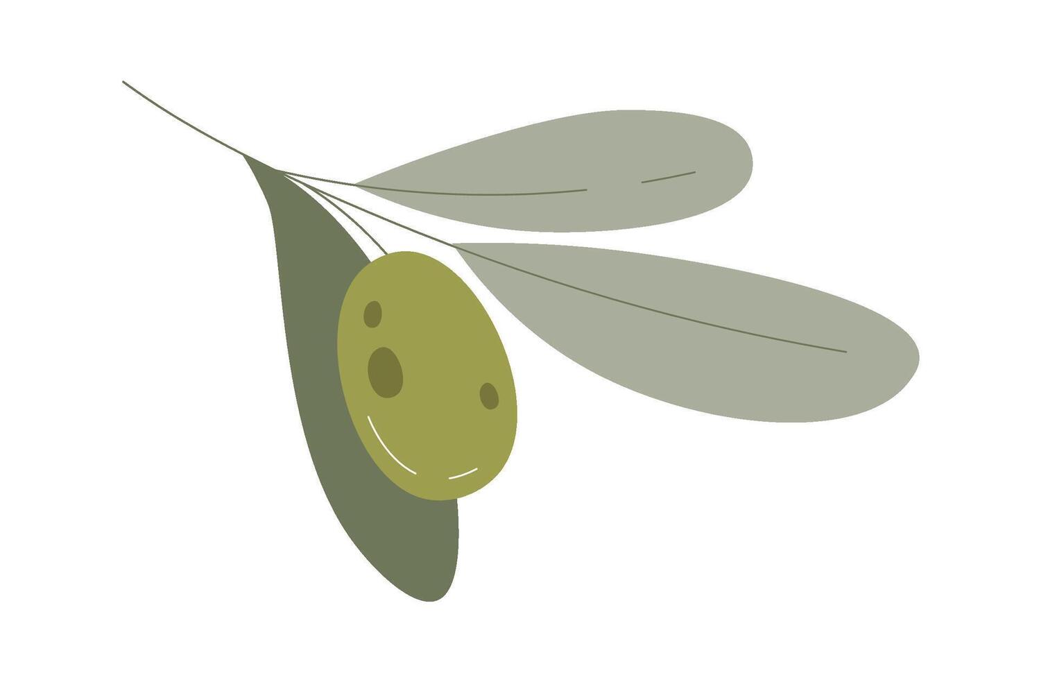 Olive fruits on branch with leaves Flat Illustration Icon vector