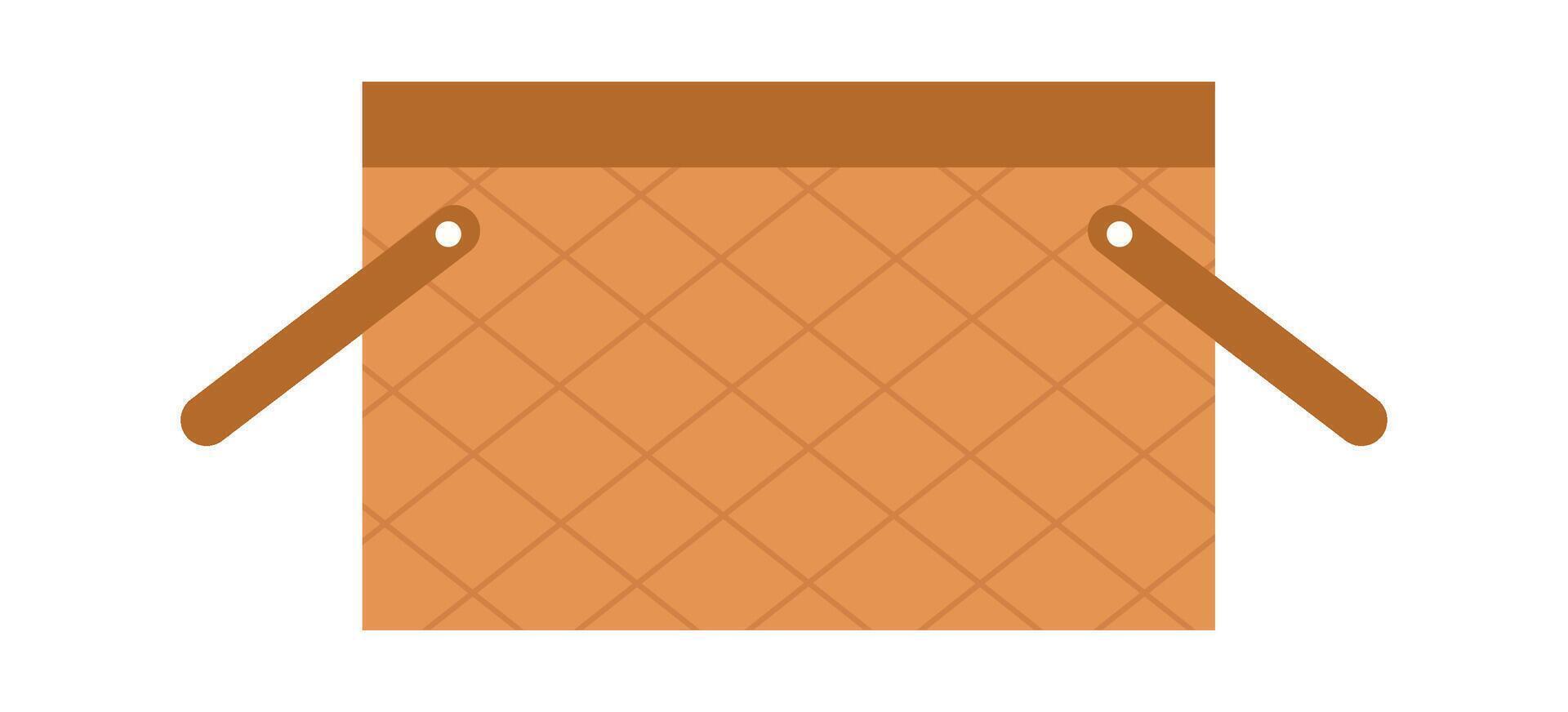 Wicker Picnic Basket Flat Illustration Icon vector