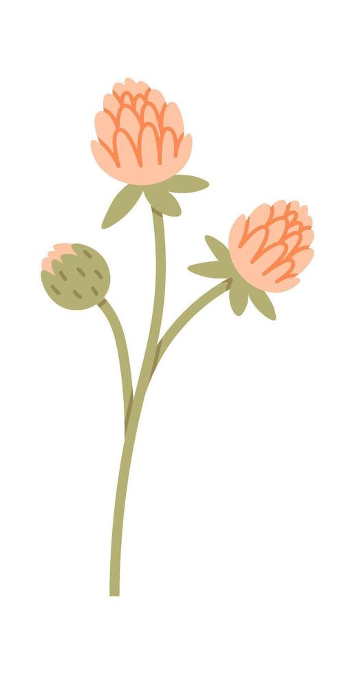 Wildflowers With Leaves Flat Illustration Icon vector