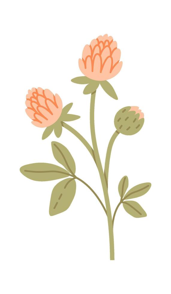 Wildflowers With Leaves Hand Drawn Icon vector
