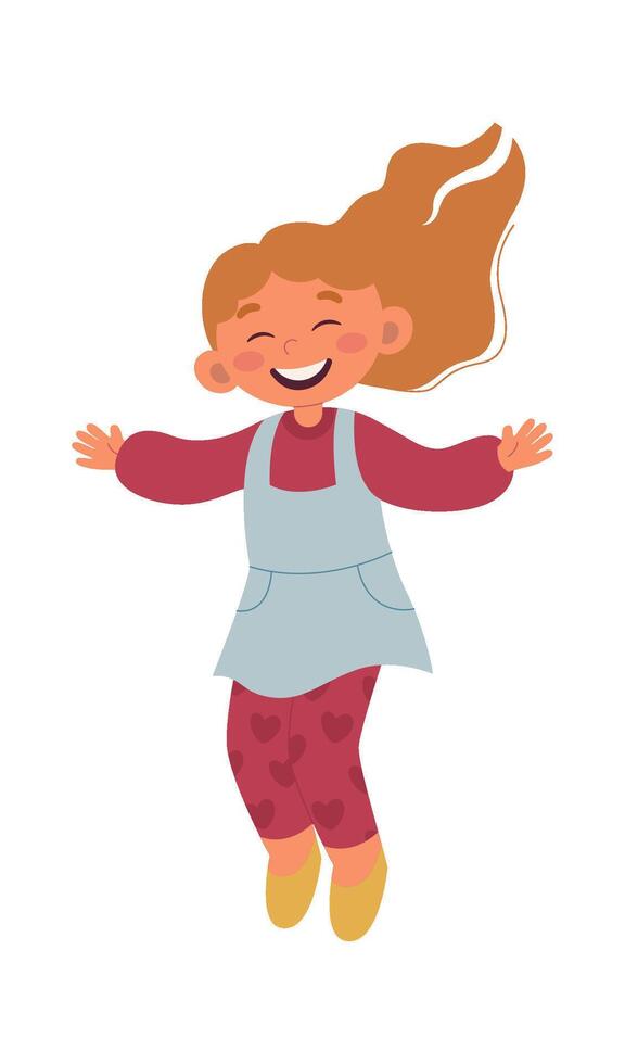 Happy Girl Jumping Illustration vector