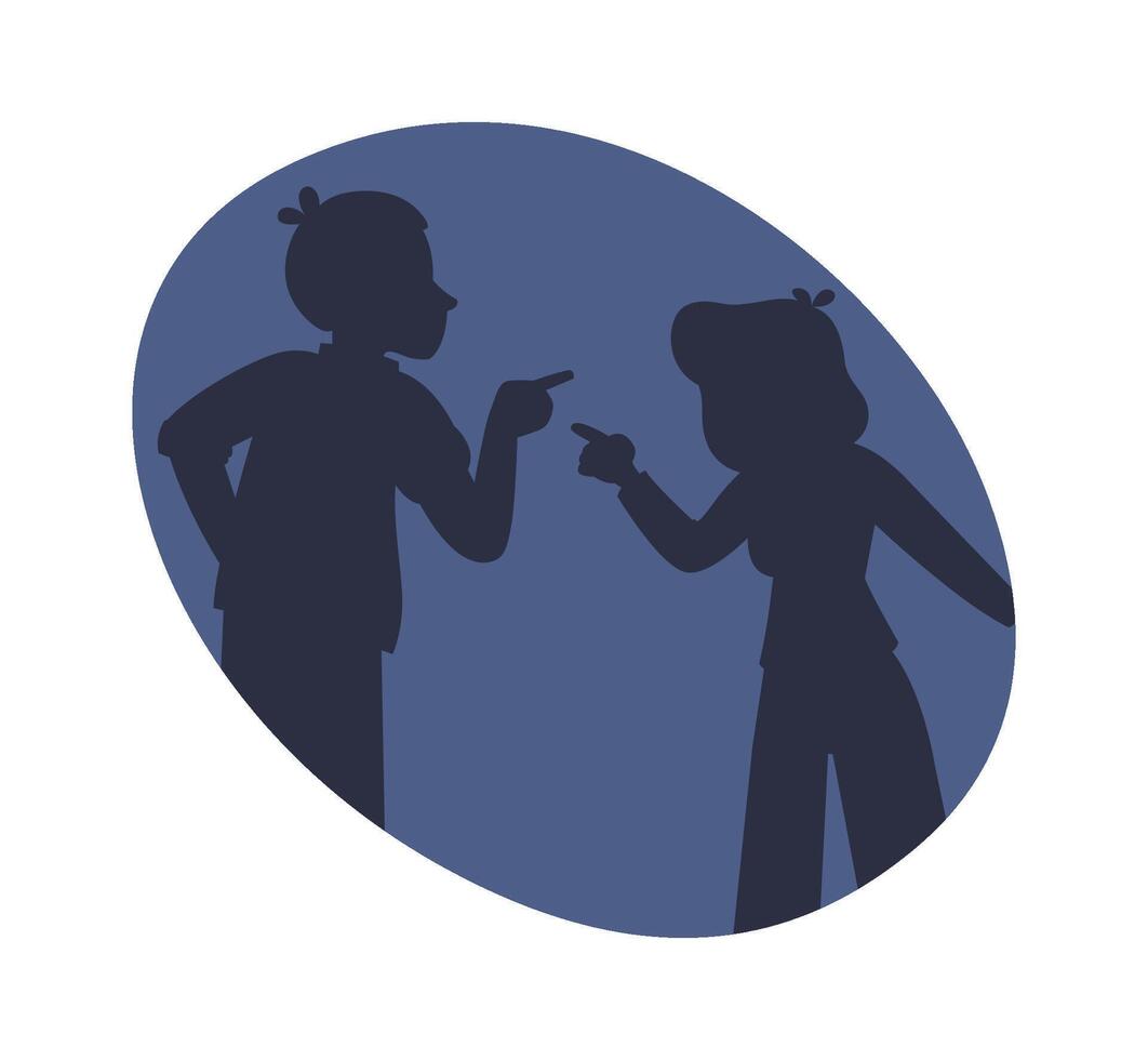 Scandal between man and woman silhouette vector