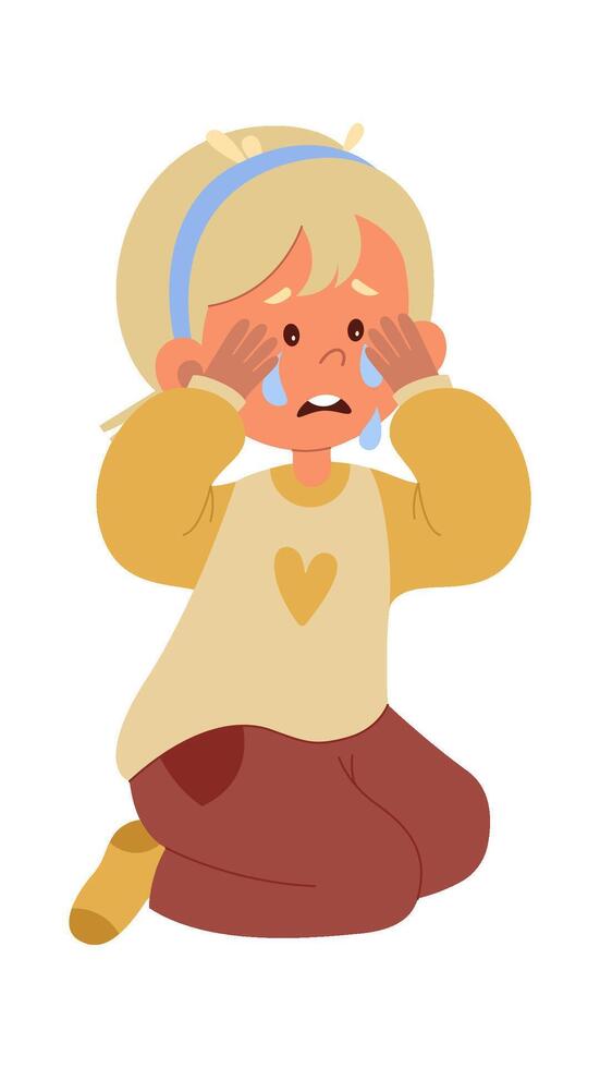 Crying Girl Sitting vector