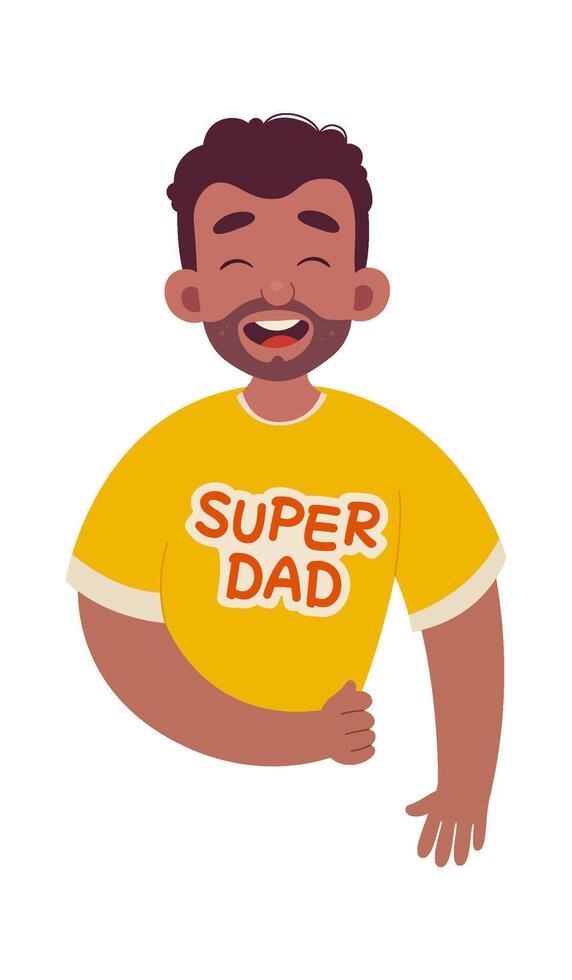 Happy Man In Super Dad T-Shirt vector