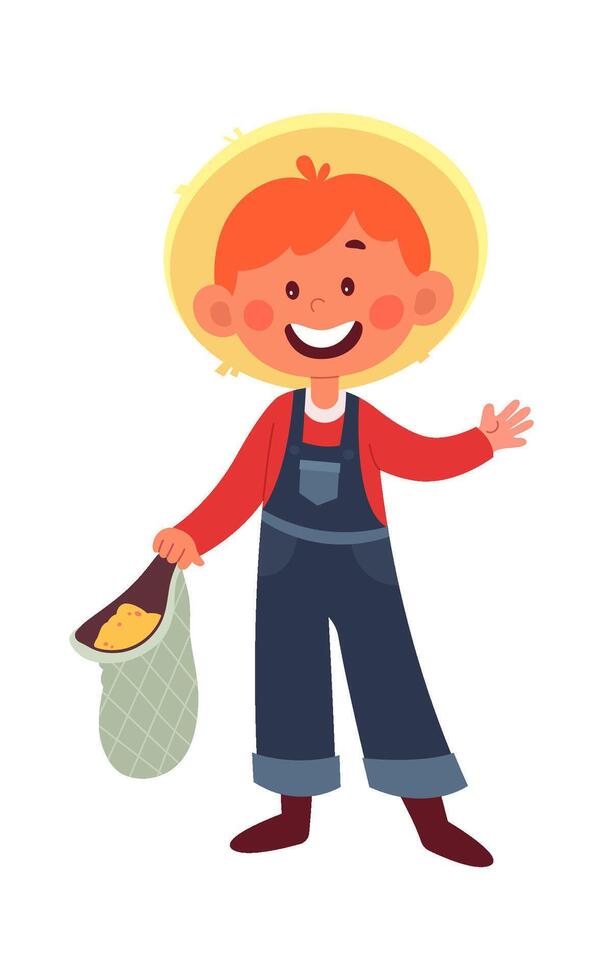 Happy kid with feed vector