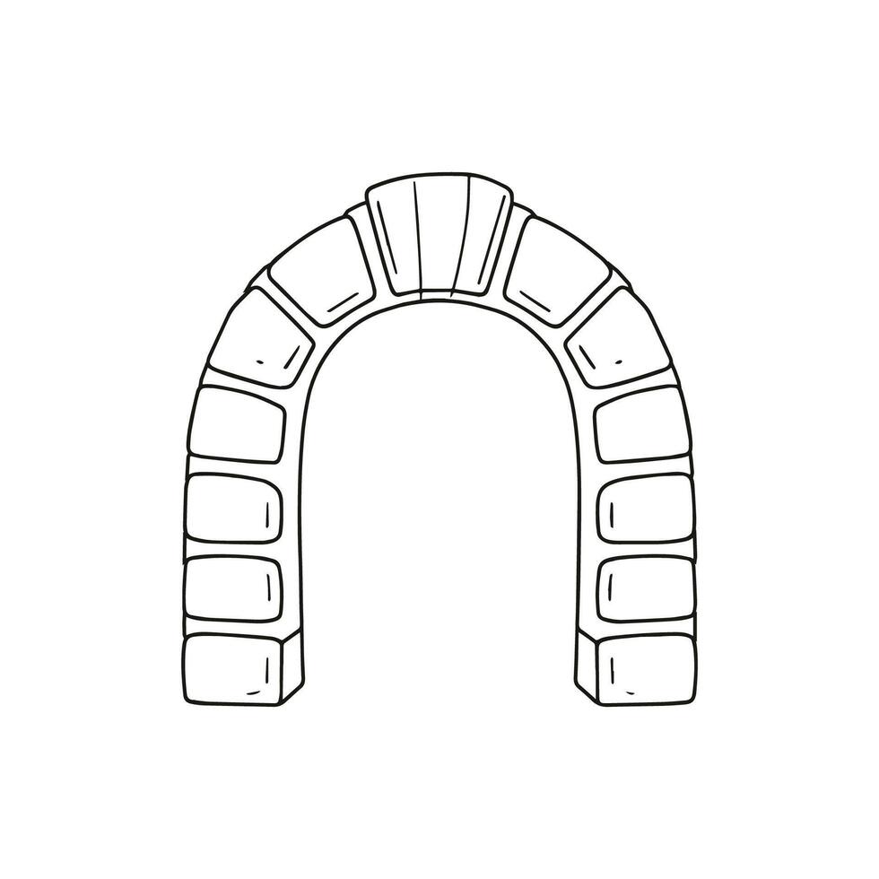 Doodle of a curved stone archway built from cut stones vector