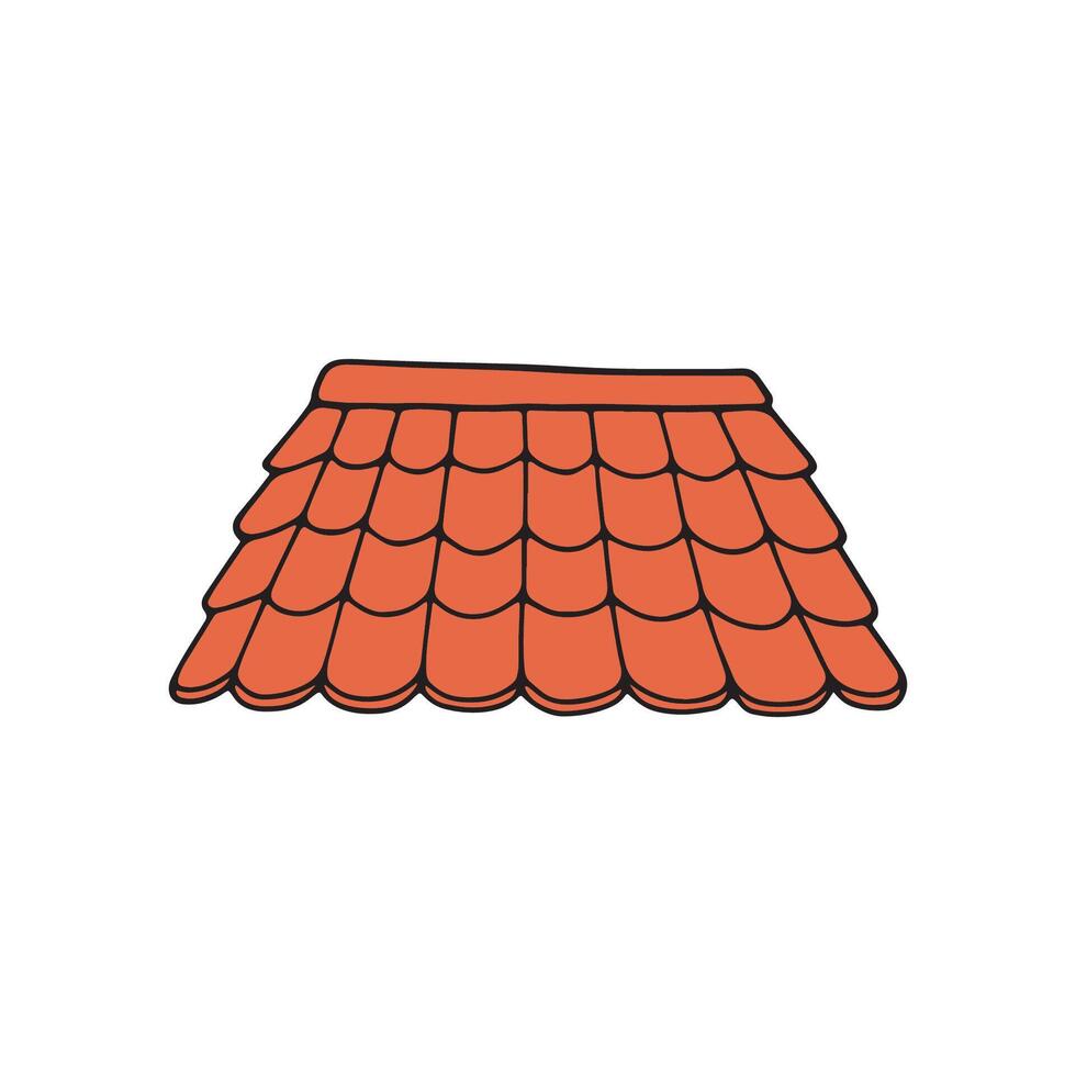 Illustration of a rooftop with overlapping tiled shingles in sketch form vector