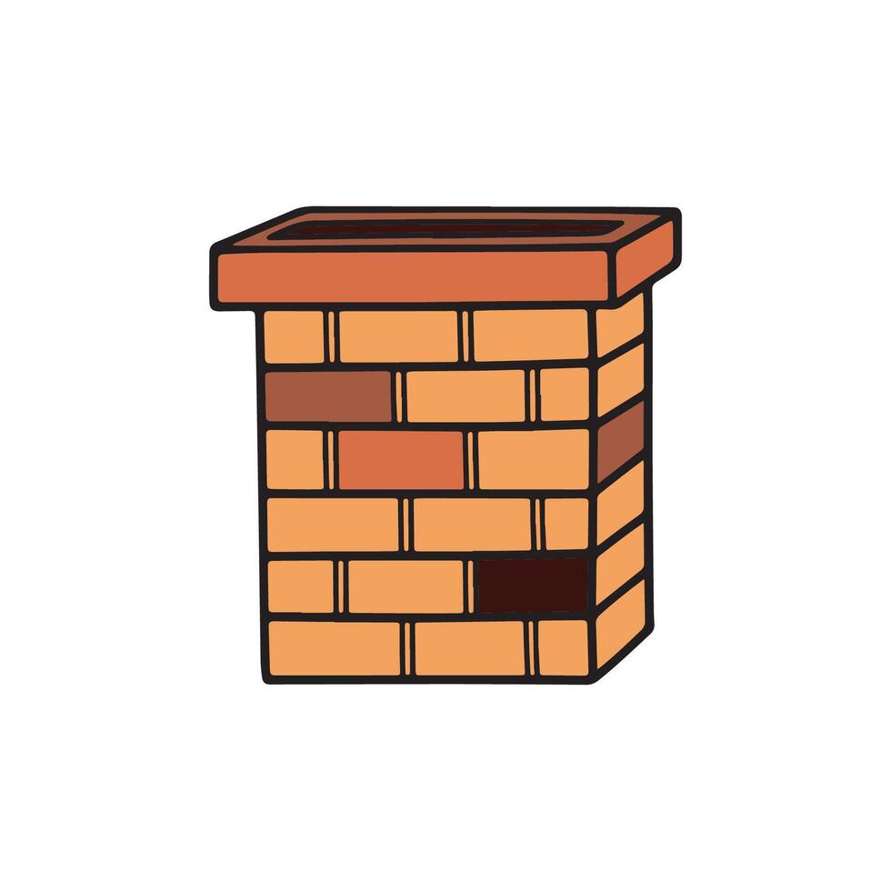 Illustration of a brick chimney stack with layered bricks in sketch format vector