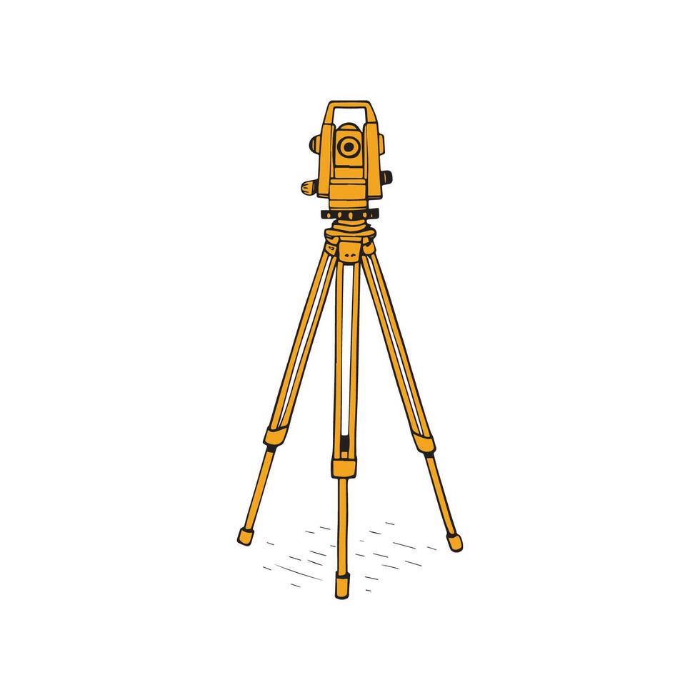 Illustration of a surveyor's tripod equipped with a theodolite instrument vector