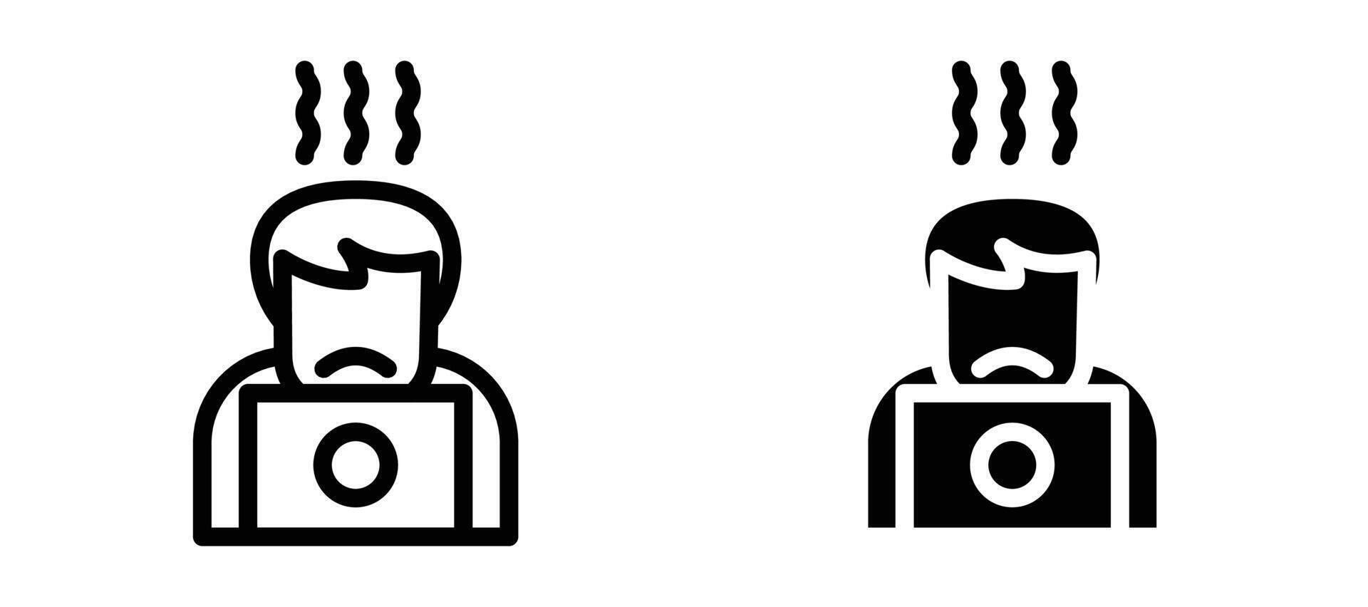 Burnout icon collection line and flat style. modern concept, outline style, black color vector
