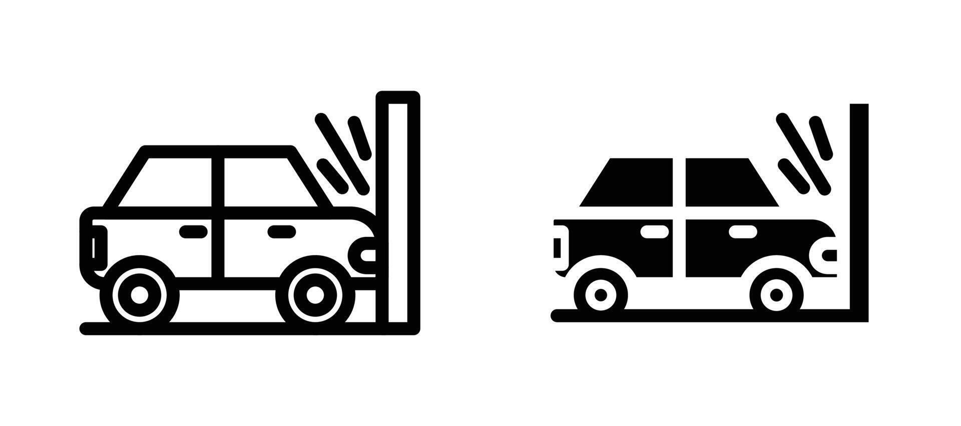 Car accident icon collection line and flat style. modern concept, outline style, black color vector