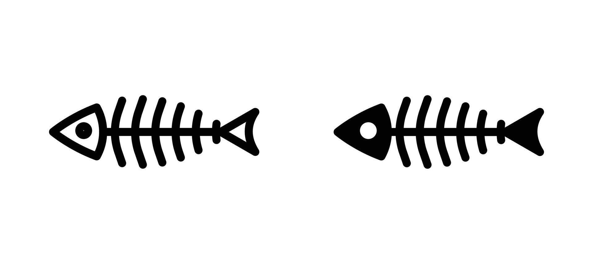 Fishbone icon collection line and flat style. modern concept, outline style, black color vector