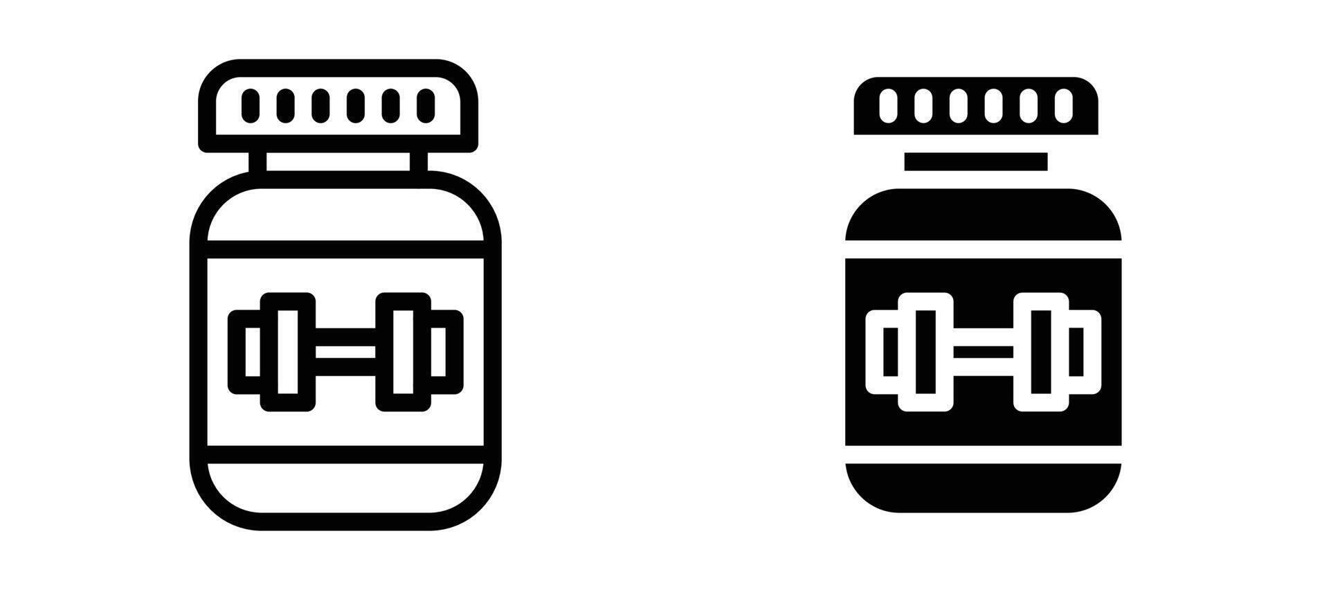 Fitness supplement icon collection line and flat style. modern concept, outline style, black color vector