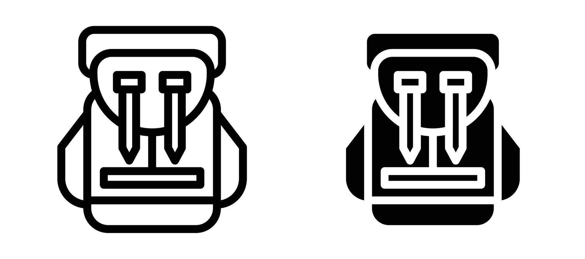 Hiking backpack icon collection line and flat style. modern concept, outline style, black color vector