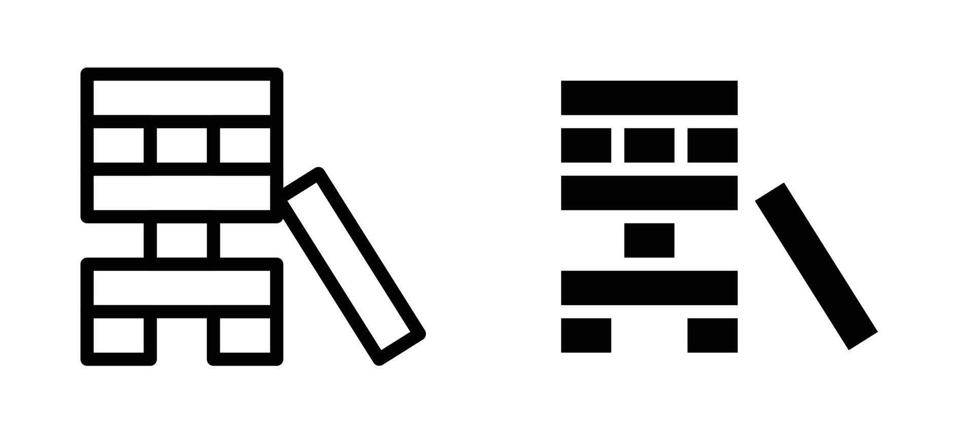 Jenga icon collection line and flat style. modern concept, outline style, black color vector