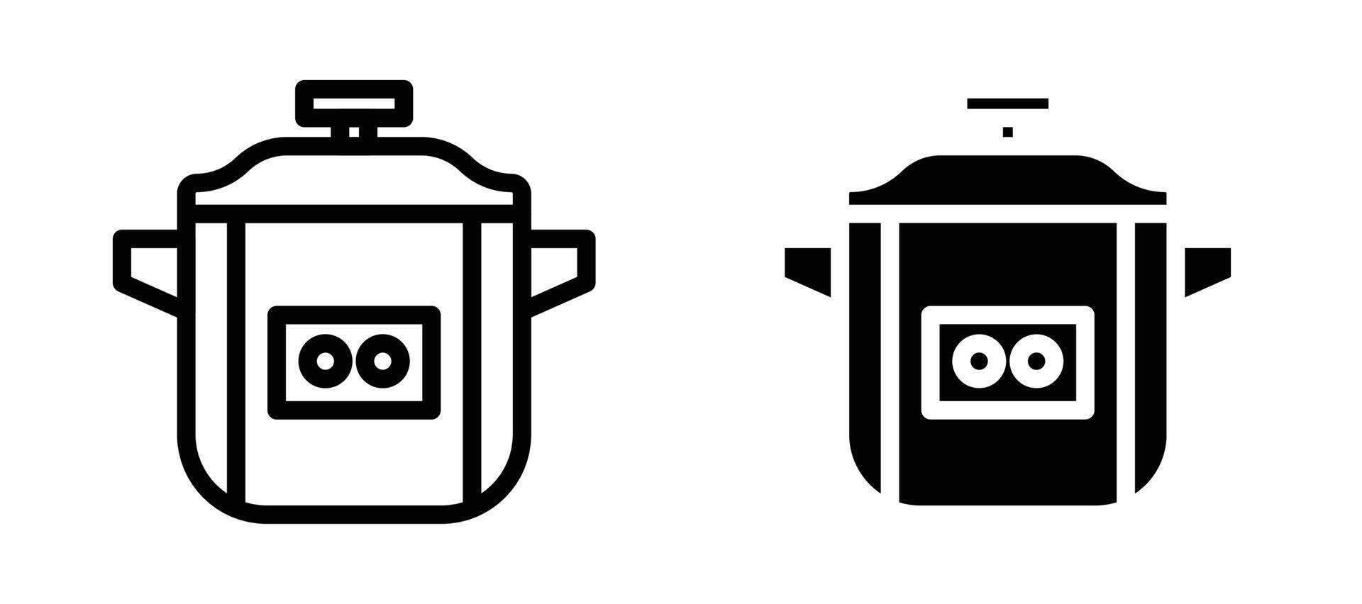 pressure cooker icon collection line and flat style. modern concept, outline style, black color vector