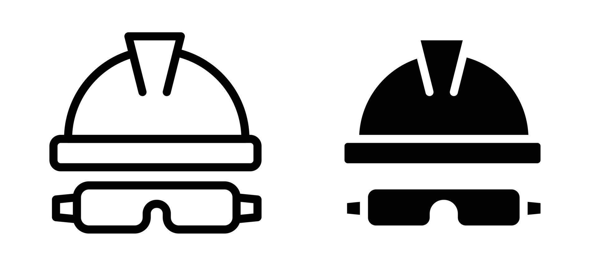 Safety helmet icon collection line and flat style. modern concept, outline style, black color vector
