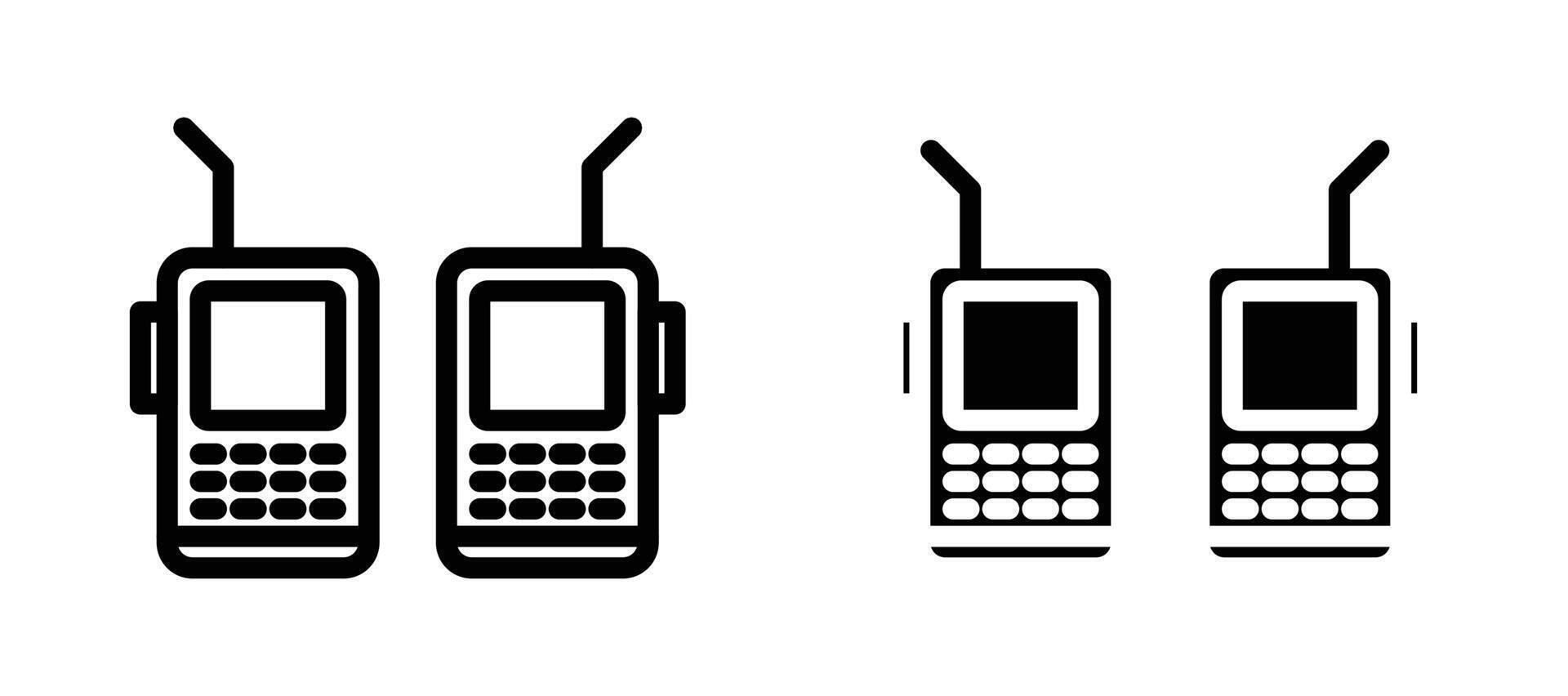 Two way radio icon collection line and flat style. modern concept, outline style, black color vector