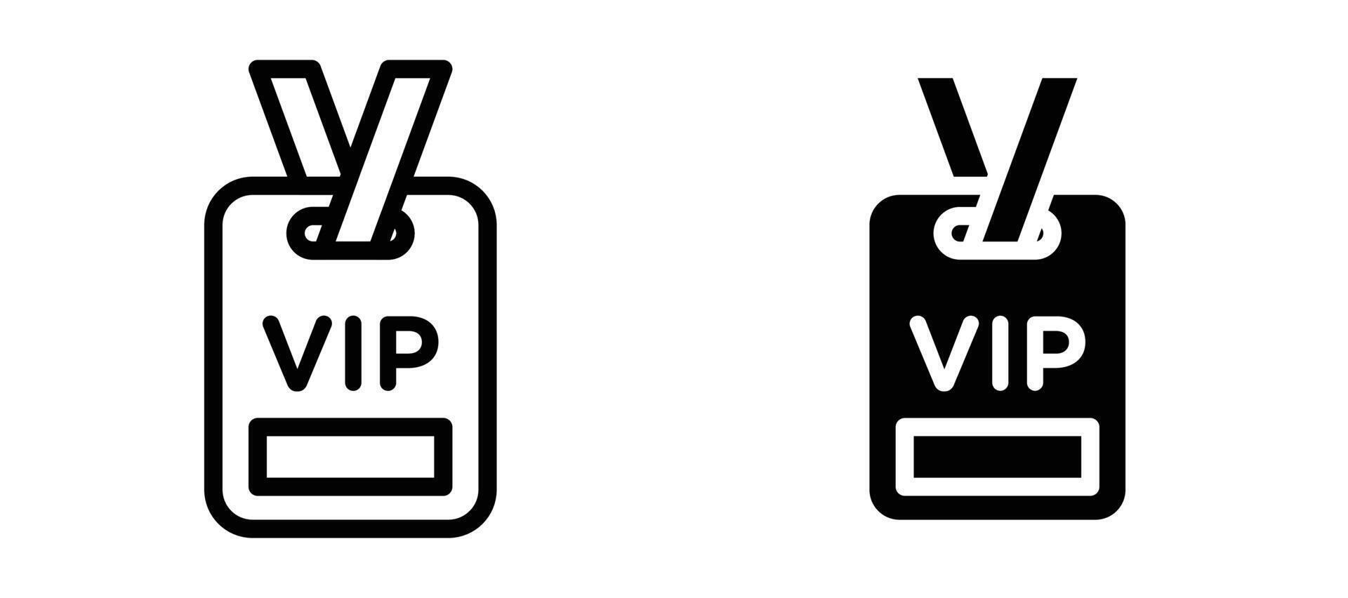 VIP neck tag icon collection line and flat style. modern concept, outline style, black color vector