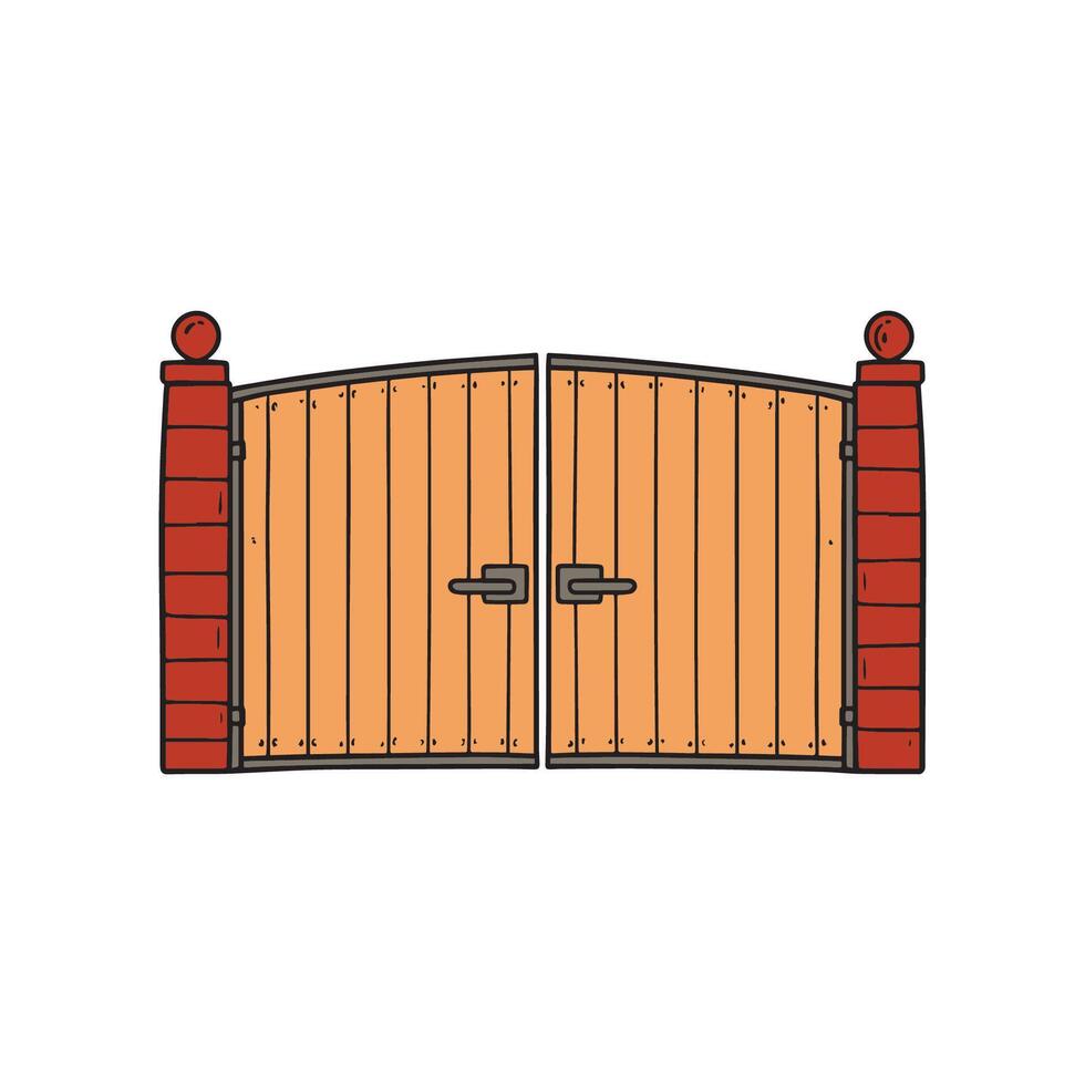 Doodle of a metal gate with ornate vertical bars vector