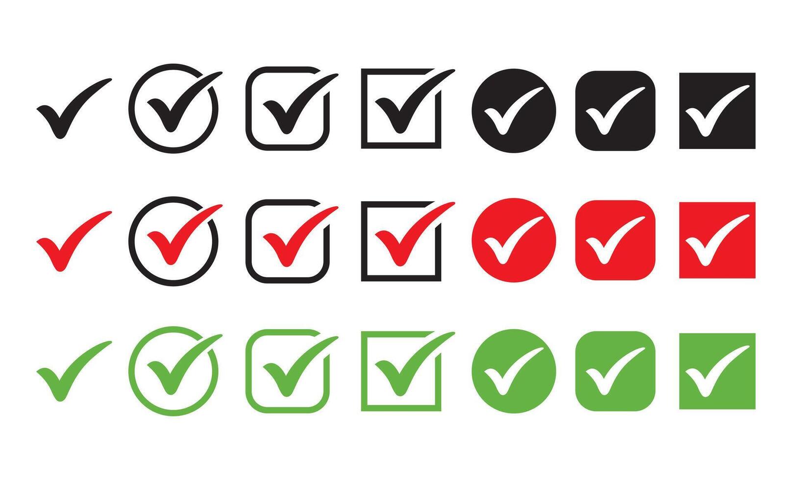 Set icon check with correct, accept checkmark icons vector
