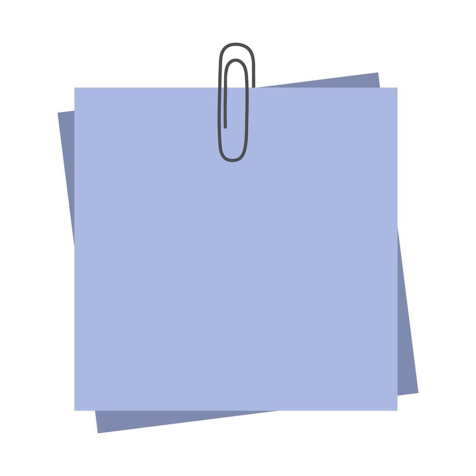 illustration of blue note stickers fixed with a paper clip. vector