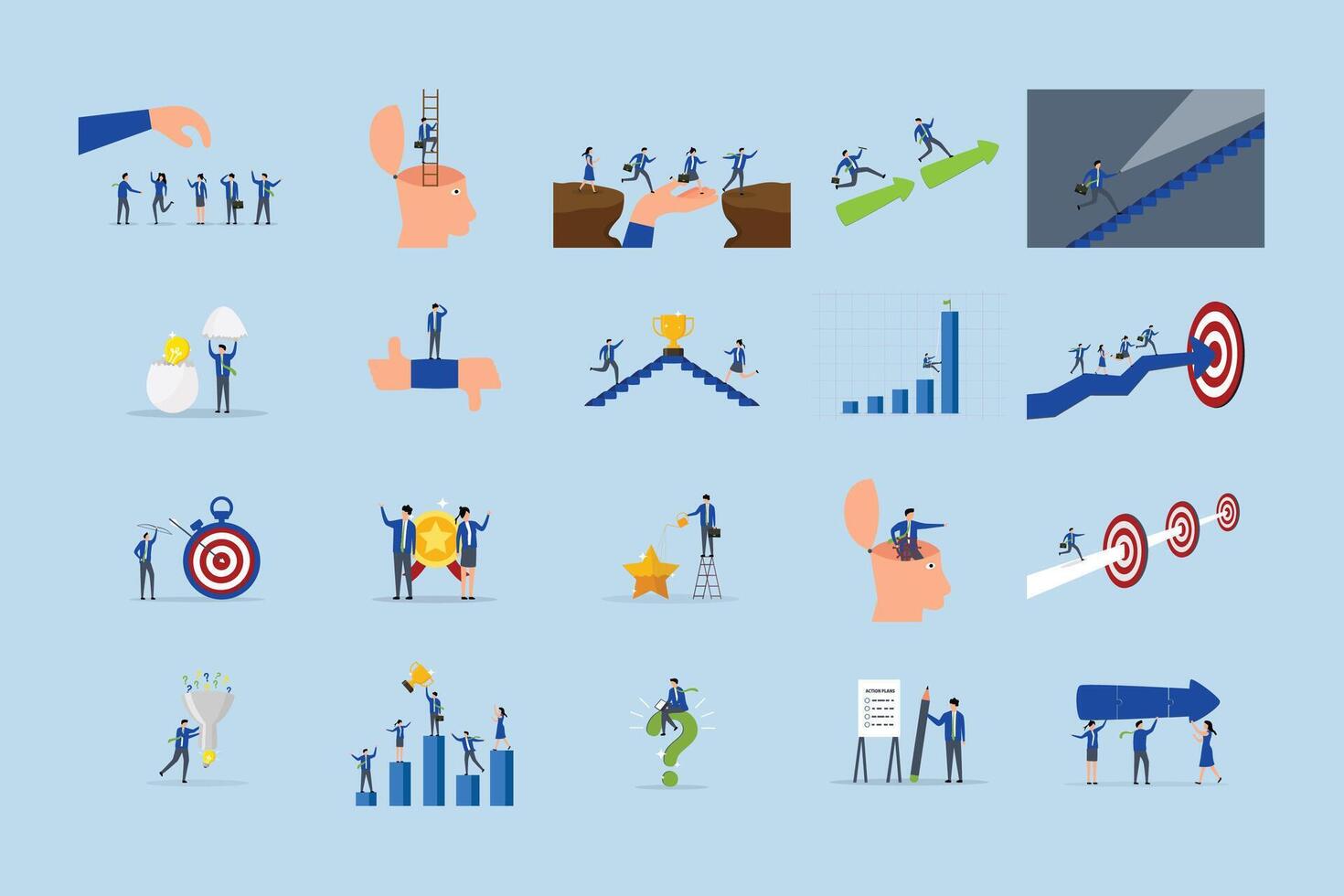 Variety of business success illustrations vector