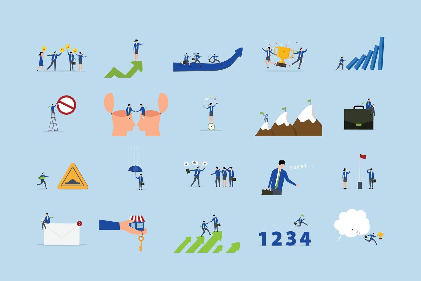 Teamwork and growth illustrations for business vector