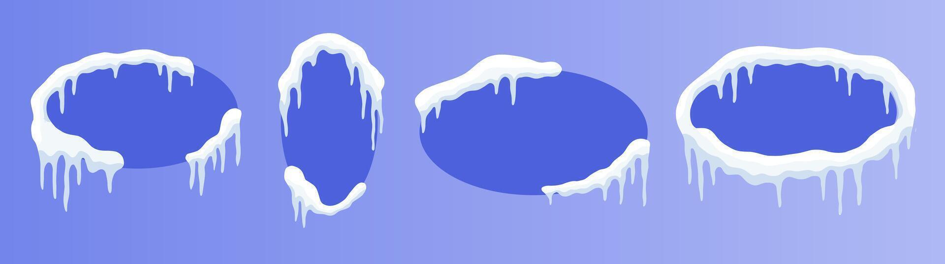 Versatile Snow-Capped Banners. Customizable oval Winter Ad Designs vector