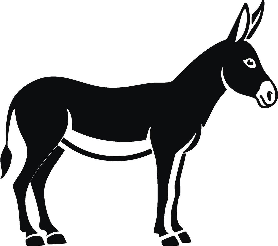A black and white donkey standing on a white background vector