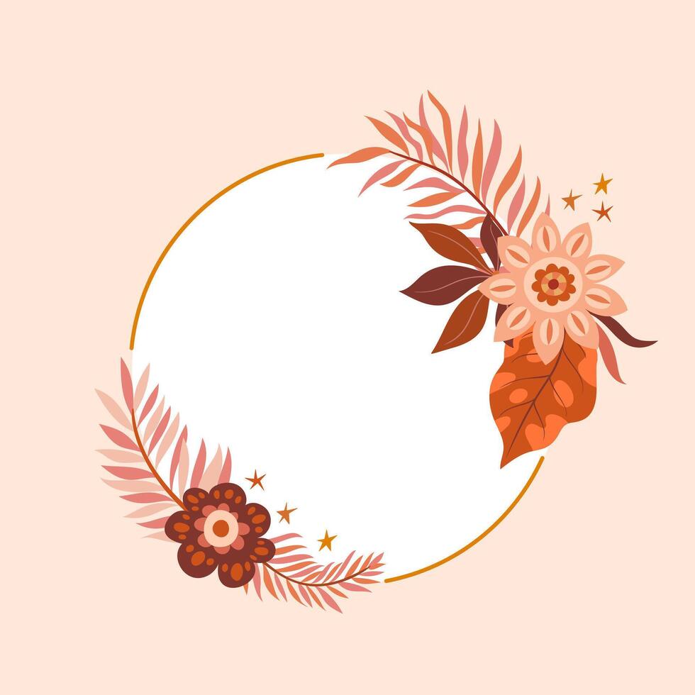 Elegant floral boho frame vector