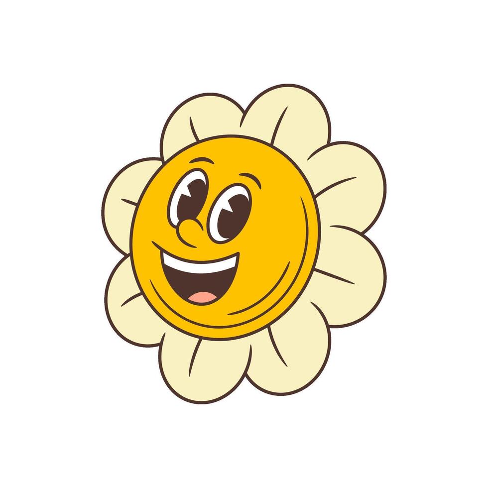 Cheerful Flower Mascot With Smiling Face And Wide Open Eyes Illustration vector