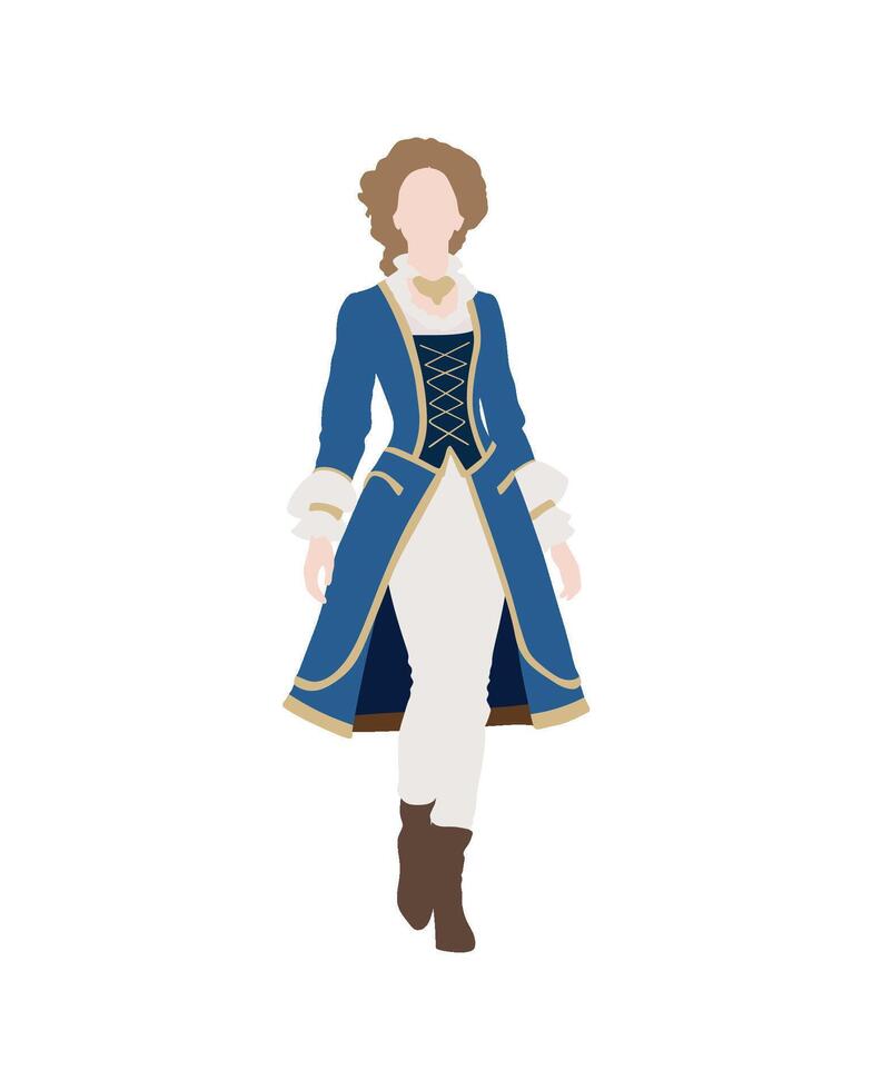 Elegant woman in medieval historical attire vector