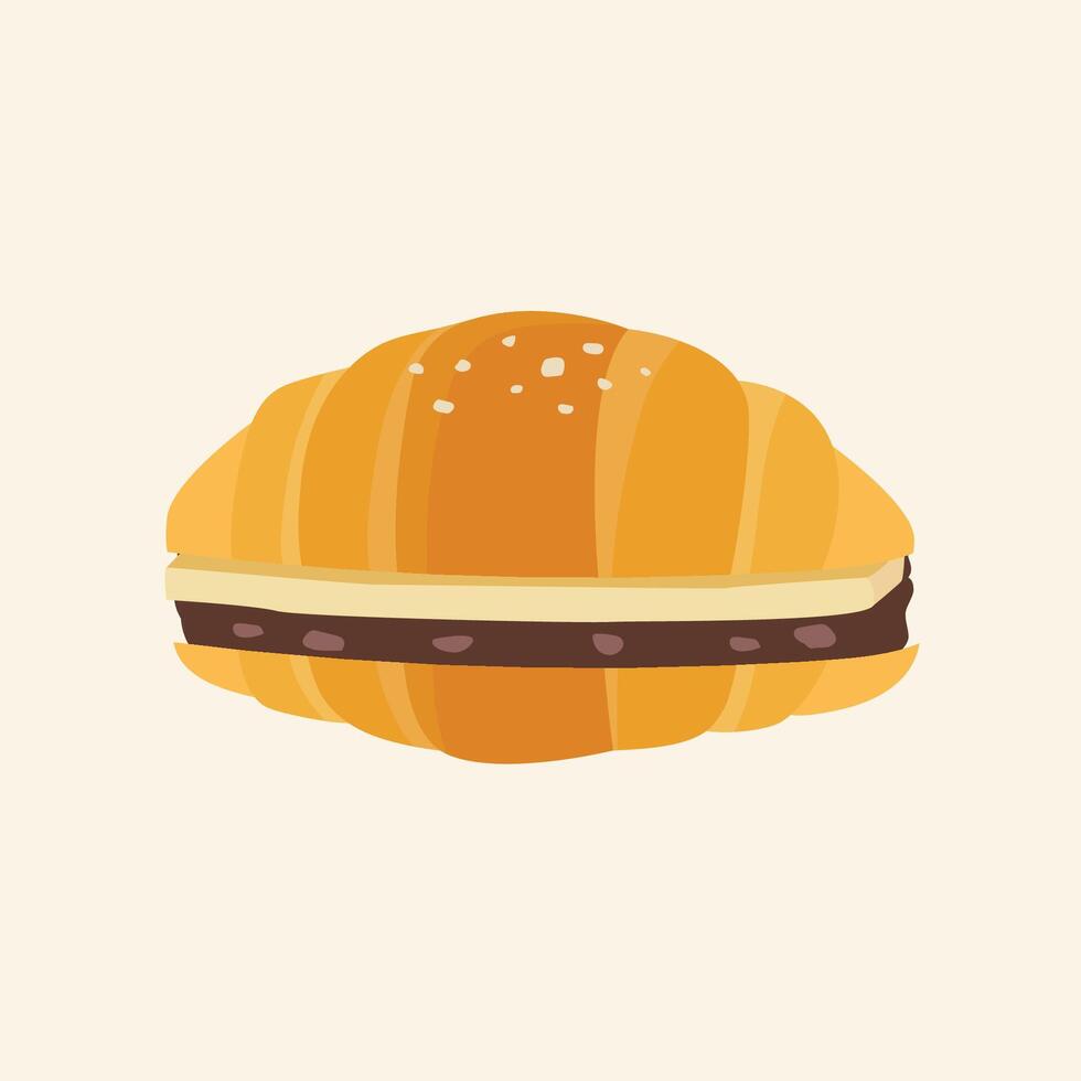 Shio pan Japanese salted roll bread with red bean butter vector