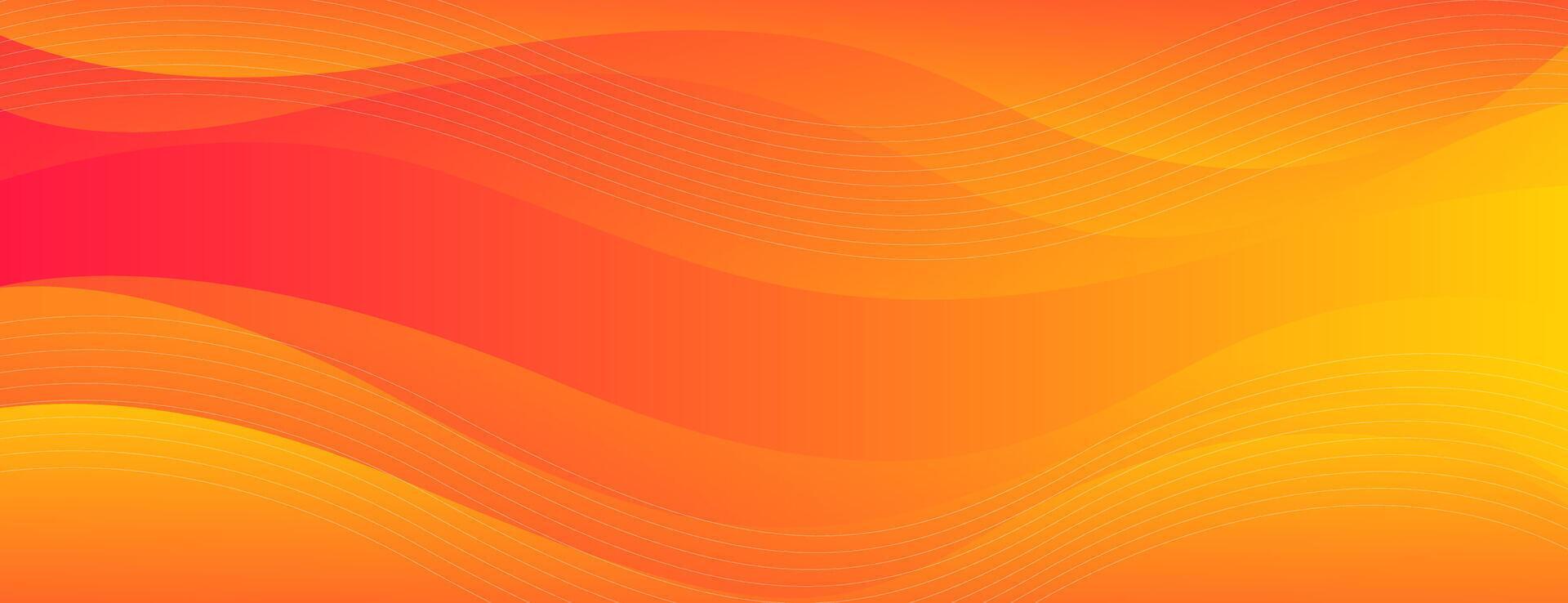 Bright orange gradient background with liquid wave shapes. Abstract banner design vector